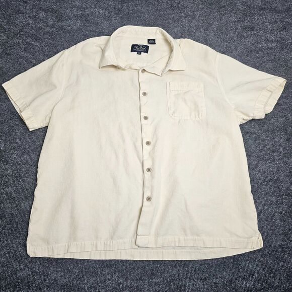 Nat Nast Men’s Button-Up Shirt Silk blend Short Sleeve White Cream Sz XL - Picture 1 of 10